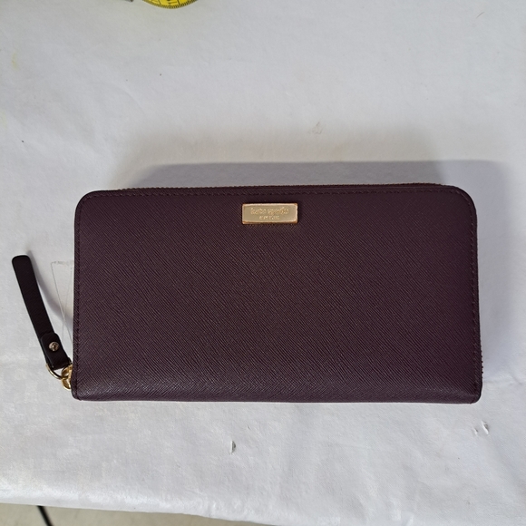 Kate Spade Burgundy Leather Neda Zip Around Wallet - Picture 3 of 11